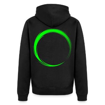 Kreis Symbol Form - Unisex Premium Bio Zip Hoodie - Schwarz - Hinten - Nico (187cm)