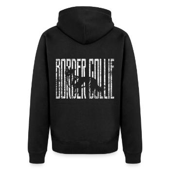 Wachsamer Border Collie Hütehund - Unisex Premium Bio Zip Hoodie - Schwarz - Hinten - Nico (187cm)