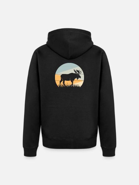 Elch - Unisex Premium Bio Zip Hoodie - Schwarz