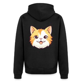Hauskatze Cartoon Aquarell Illustration - Unisex Premium Bio Zip Hoodie - Schwarz - Hinten - Nico (187cm)