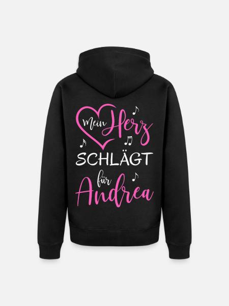 Mein Herz schlägt für Andrea - Unisex Premium Bio Zip Hoodie - Schwarz