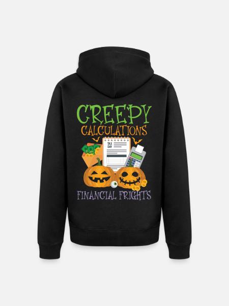 Gruselige Berechnungen Finanzielle Ängste Hallowee - Unisex Premium Bio Zip Hoodie - Schwarz