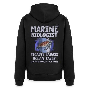 Meeresbiologe - Unisex Premium Bio Zip Hoodie - Schwarz - Hinten - Nico (187cm)