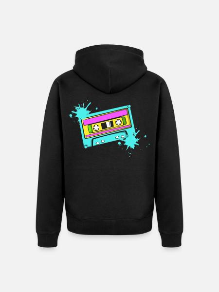 Kassette - Unisex Premium Bio Zip Hoodie - Schwarz