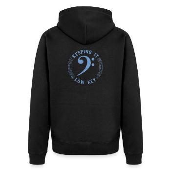 Bass Clef Blue - Symbole Musical Vintage - Veste à capuche bio Premium Unisexe - noir - Dos - Nico (187cm)