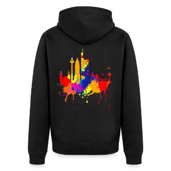 Francfort Skyline Couleurs Colorées Peinture Art Amour - Veste à capuche bio Premium Unisexe - noir - Dos - Nico (187cm)