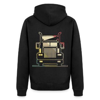 Brummi LKW Truck Diesel Laster Lastwagen - Unisex Premium Bio Zip Hoodie - Schwarz - Hinten - Nico (187cm)