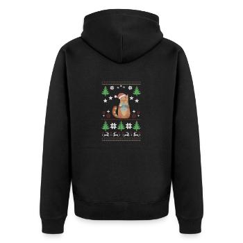 Katzen Ugly Christmas Geschenk - Unisex Premium Bio Zip Hoodie - Schwarz - Hinten - Nico (187cm)