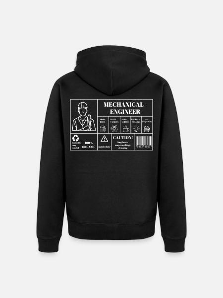 Name: Mechanical Engineer Nutrition Label - Unisex Premium Bio Zip Hoodie - Schwarz