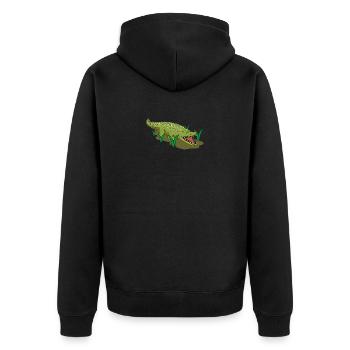 Krokodil - Unisex Premium Bio Zip Hoodie - Schwarz - Hinten - Nico (187cm)