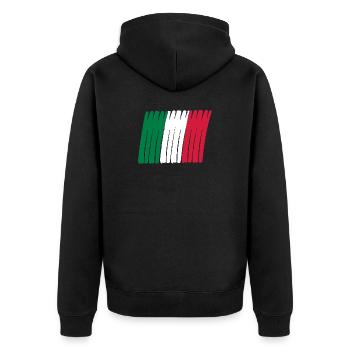 italia banner - Unisex Premium Bio Zip Hoodie - Schwarz - Hinten - Nico (187cm)
