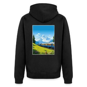 Orient Express Europa Deko Vintage Reiseposter - Unisex Premium Bio Zip Hoodie - Schwarz - Hinten - Nico (187cm)