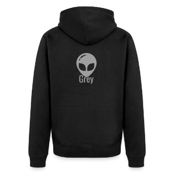 Grey - Unisex Premium Bio Zip Hoodie - Schwarz - Hinten - Nico (187cm)
