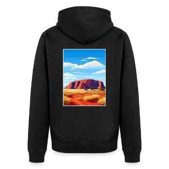 Uluru Kata Tjuta Nationalpark Australien Souvenir - Unisex Premium Bio Zip Hoodie - Schwarz - Hinten - Nico (187cm)