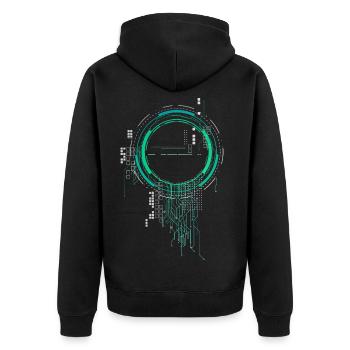 cpu pc platine raumschiff code nerd pc pixel coder - Unisex Premium Bio Zip Hoodie - Schwarz - Hinten - Nico (187cm)