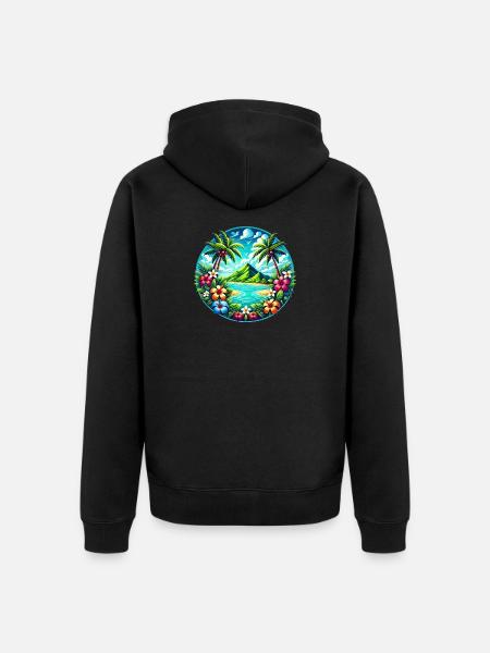 Caribbean Island Logo - Unisex Premium Organic Zip Hoodie - black