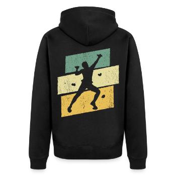Bouldern Klettern Boulder Kletterer Bergsteiger - Unisex Premium Bio Zip Hoodie - Schwarz - Hinten - Nico (187cm)