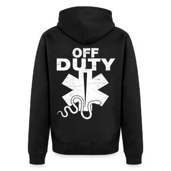 Off Duty Sanitäter Rettungsdienst - Unisex Premium Bio Zip Hoodie - Schwarz - Hinten - Nico (187cm)