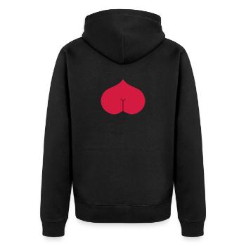 Arsch Herz Popo - Unisex Premium Bio Zip Hoodie - Schwarz - Hinten - Nico (187cm)