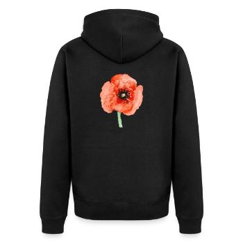 Mohnblume - Unisex Premium Bio Zip Hoodie - Schwarz - Hinten - Nico (187cm)