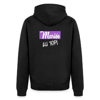 Junggesellinnenabschied. HOCHZEIT - Unisex Premium Bio Zip Hoodie - Schwarz - Hinten - Nico (187cm)