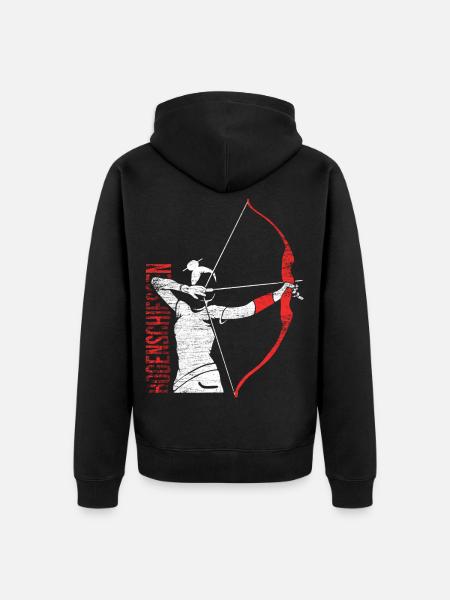Zielsicherer Bogenschütze Parcours - Unisex Premium Bio Zip Hoodie - Schwarz