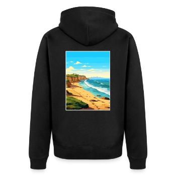Valdes Halbinsel Argentinien Vintage Reiseposter - Unisex Premium Bio Zip Hoodie - Schwarz - Hinten - Nico (187cm)