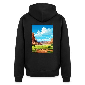 Capitol Reef National Park Vintage Reiseposter - Unisex Premium Bio Zip Hoodie - Schwarz - Hinten - Nico (187cm)