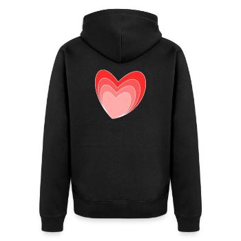 VALENTINSTAG. ICH LIEBE DICH. ICH LIEBE DICH. LIEBE. LIEBE - Unisex Premium Bio Zip Hoodie - Schwarz - Hinten - Nico (187cm)