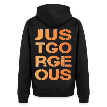 einfach die Beste der Beste just gorgeous - Unisex Premium Bio Zip Hoodie - Schwarz - Hinten - Nico (187cm)
