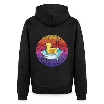 Badeente Badewanne Retro - Unisex Premium Bio Zip Hoodie - Schwarz - Hinten - Nico (187cm)