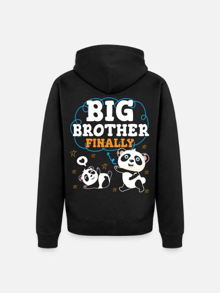 Endlich Großer Bruder Big Bro - Unisex Premium Bio Zip Hoodie - Schwarz