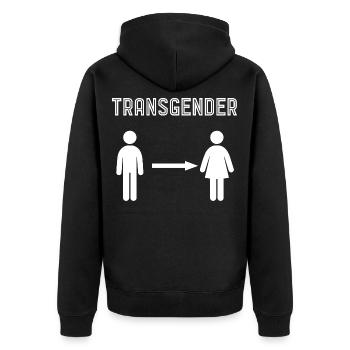 Transgender - Unisex Premium Bio Zip Hoodie - Schwarz - Hinten - Nico (187cm)