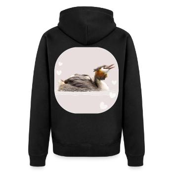 Haubentaucher great crested grebe - Unisex Premium Bio Zip Hoodie - Schwarz - Hinten - Nico (187cm)