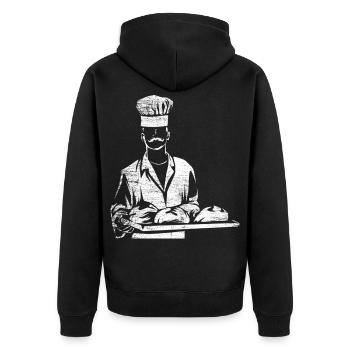 Verlockende Teigkunst Bäckermeister - Unisex Premium Bio Zip Hoodie - Schwarz - Hinten - Nico (187cm)
