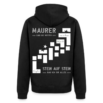 Mauer Hochbau Hausbauer - Unisex Premium Bio Zip Hoodie - Schwarz - Hinten - Nico (187cm)