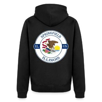 Springfield Illinois Flagge USA Souvenir Abzeichen - Unisex Premium Bio Zip Hoodie - Schwarz - Hinten - Nico (187cm)