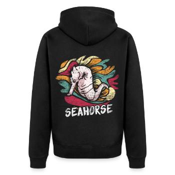 Funkelndes Seepferdchen Unterwasserwelt - Unisex Premium Bio Zip Hoodie - Schwarz - Hinten - Nico (187cm)