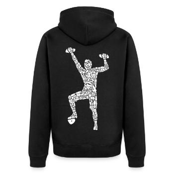 Klettern Symbole Jungen Climbing Bouldern - Unisex Premium Bio Zip Hoodie - Schwarz - Hinten - Nico (187cm)