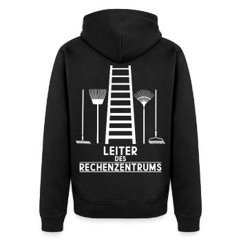 LEITER DES RECHENZENTRUMS - Unisex Premium Bio Zip Hoodie - Schwarz - Hinten - Nico (187cm)