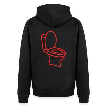 Klo WC Toilette Humor Geschenk - Unisex Premium Bio Zip Hoodie - Schwarz - Hinten - Nico (187cm)