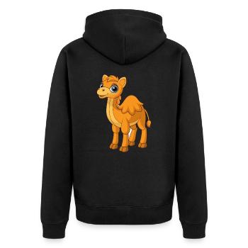 Camel Cute Mascot Cartoon Character Kawaii - Unisex Premium Organic Zip Hoodie - black - Back - Nico (187cm)