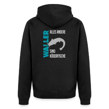 Wels fischen Kampf mit dem starken Wels - Unisex Premium Bio Zip Hoodie - Schwarz - Hinten - Nico (187cm)