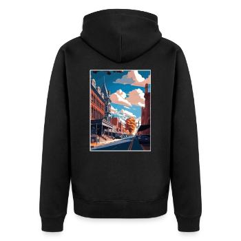 Lancaster County Pennsylvania Reiseposter - Unisex Premium Bio Zip Hoodie - Schwarz - Hinten - Nico (187cm)
