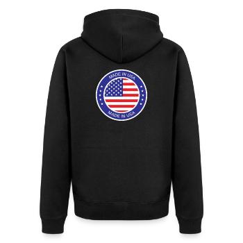made in the USA - Unisex Premium Bio Zip Hoodie - Schwarz - Hinten - Nico (187cm)