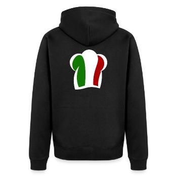 Italienische Kochmütze Küche Italia - Unisex Premium Bio Zip Hoodie - Schwarz - Hinten - Nico (187cm)