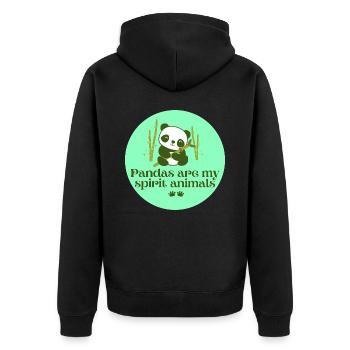 Pandas sind mein Geisttier - Unisex Premium Bio Zip Hoodie - Schwarz - Hinten - Nico (187cm)