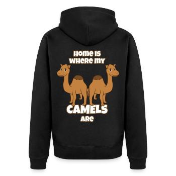 Camels - Unisex Premium Bio Zip Hoodie - Schwarz - Hinten - Nico (187cm)
