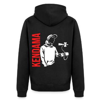 Flinkes Kendama Geschicklichkeitsspiel - Unisex Premium Bio Zip Hoodie - Schwarz - Hinten - Nico (187cm)