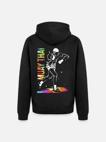 Explosiver Muay Thai Kampfkünstler - Unisex Premium Bio Zip Hoodie - Schwarz